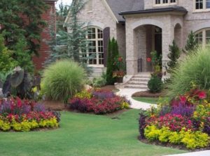 Front Yard Landscape Design Colorful Flower Planters